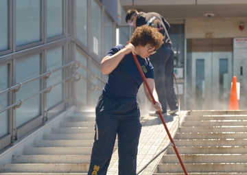 CFAY TPU Sailors Clean Pedestrian Overpass