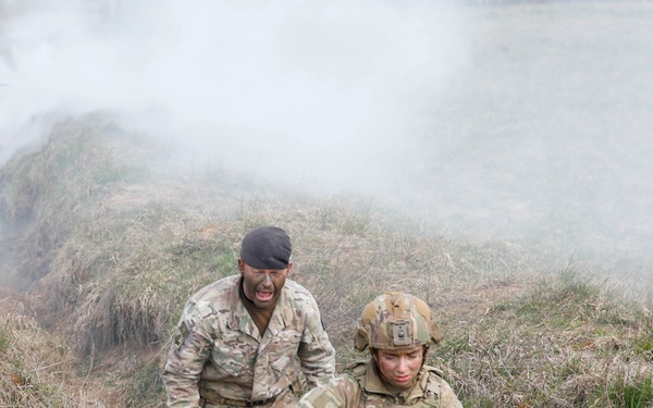 U.S. Army Soldiers Run Bayonet Lanes During British Army Leader Development Programme