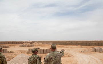 Enhancing Readiness: Sgt. 1st Class Halfacre Presents Redesigned Mortar Pit to Command Sgt. Maj. Rose at Al-Tanf Garrison