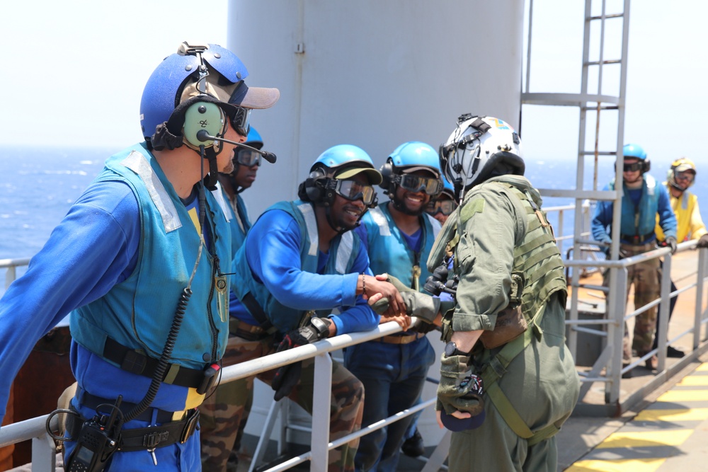 HSM 50 Detachment performs cross-deck visit with French ship FS Mistral