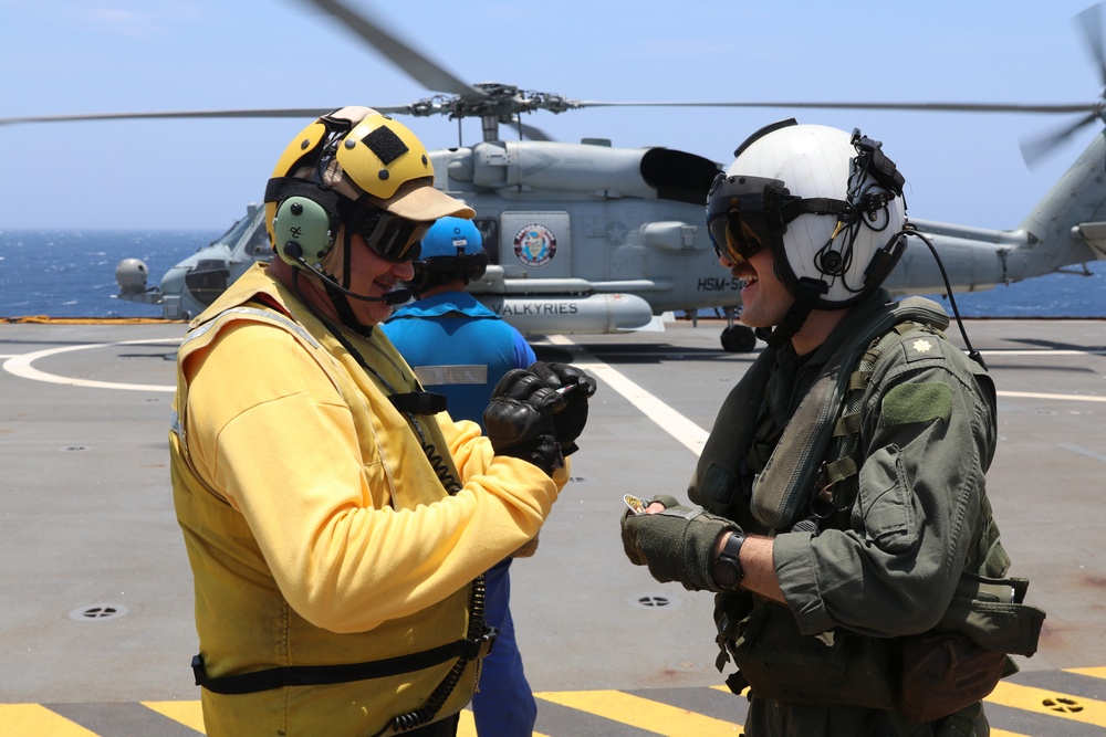 HSM 50 Detachment performs cross-deck visit with French ship FS Mistral