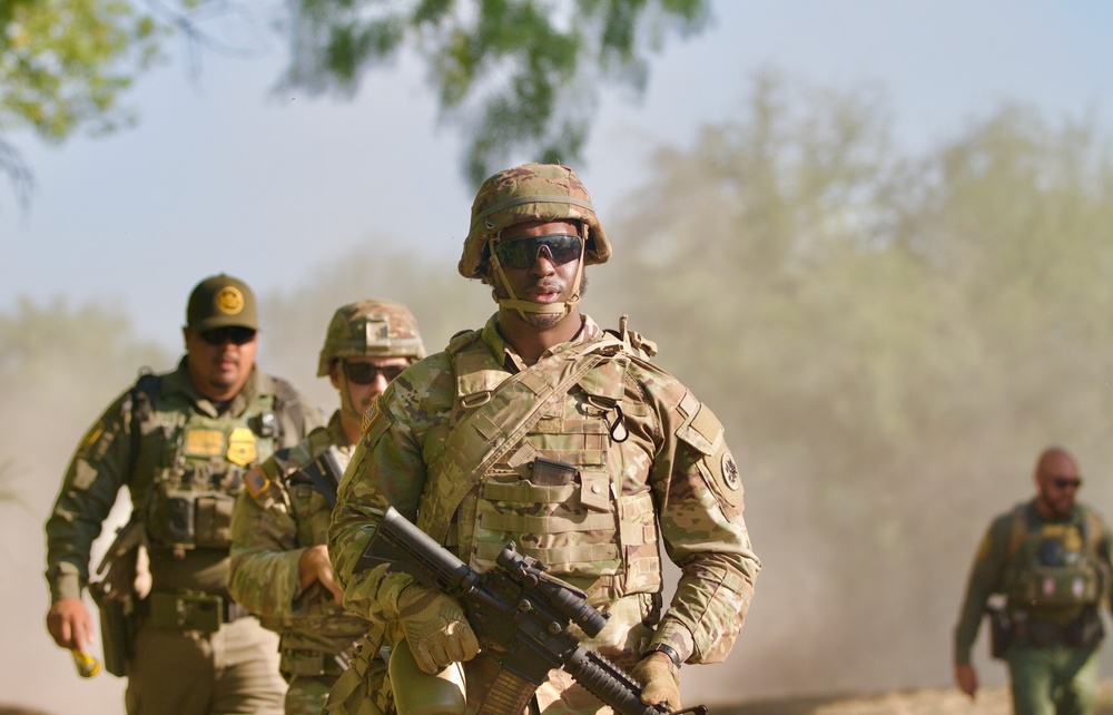 277th Support Maintenance Company, conducts joint patrol along the Southern Border