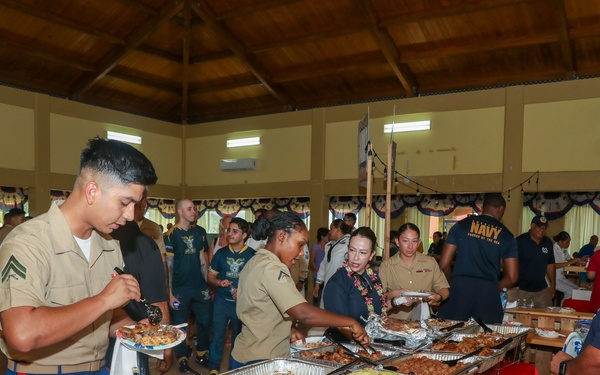 Sailors hold an opening ceremony for Navy Week in Pago Pago, American Samoa