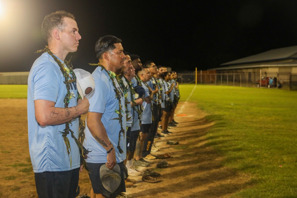 Sailors compete against Soldiers in Navy vs. Army softball game during American Samoa Navy Week