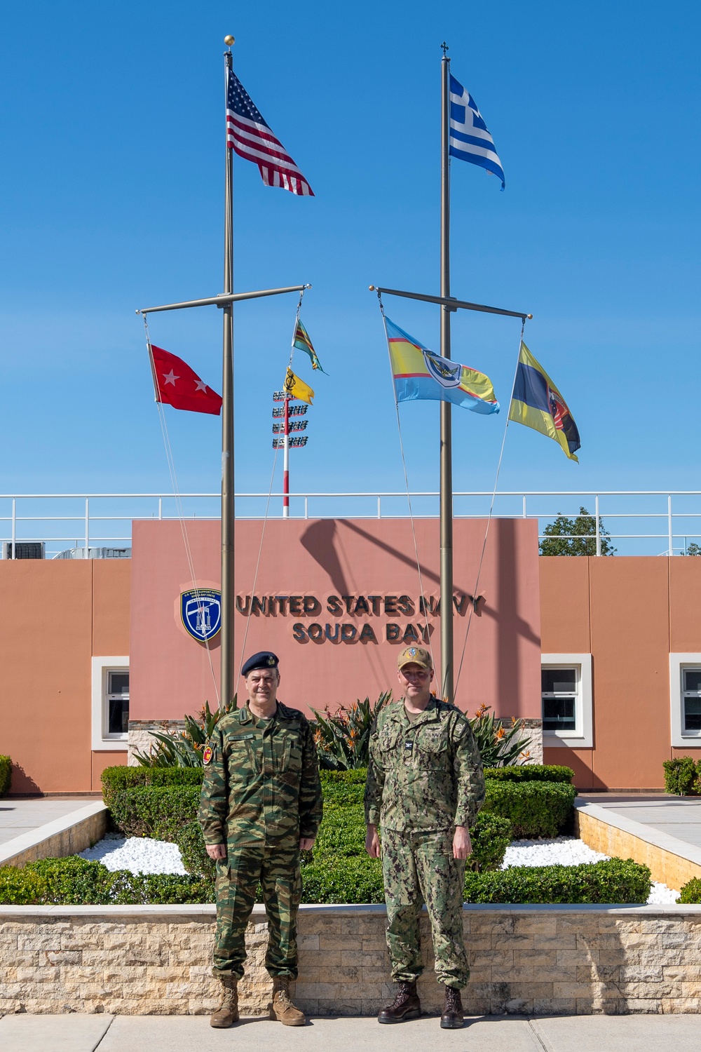 Maj. Gen. Stergios Kazakis and Capt. Stephen Steacy pose for a photo