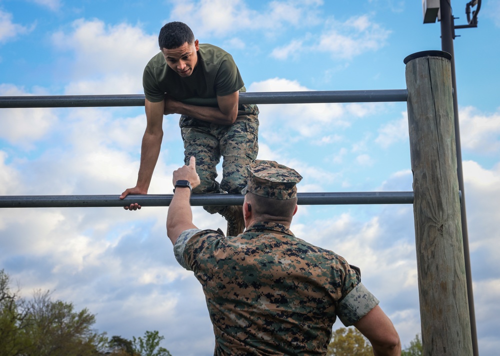 U.S. Marines With Security Battalion Participate in Obstacle Course PT