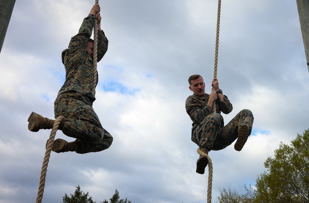U.S. Marines With Security Battalion Participate in Obstacle Course PT