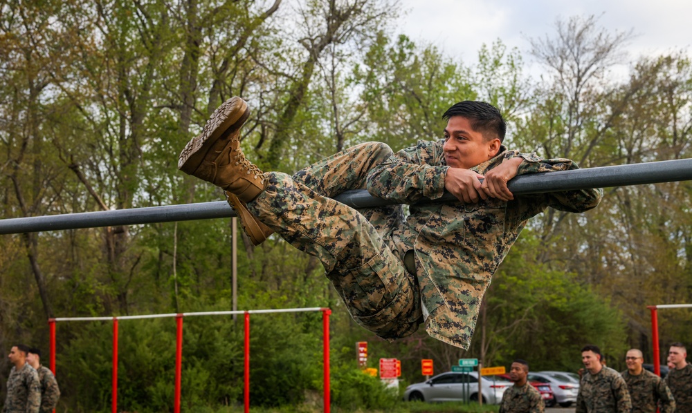 U.S. Marines With Security Battalion Participate in Obstacle Course PT