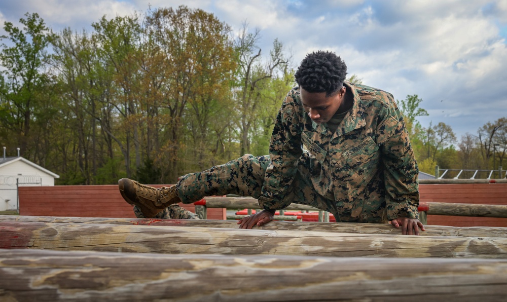 U.S. Marines With Security Battalion Participate in Obstacle Course PT