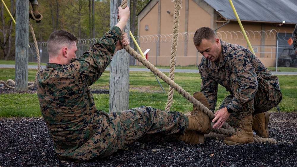 U.S. Marines With Security Battalion Participate in Obstacle Course PT