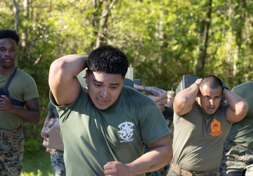 U.S. Marines with Distribution Management Instruction Company play maneuver chess