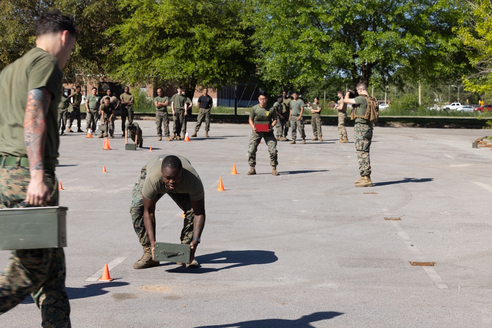 U.S. Marines with Distribution Management Instruction Company play maneuver chess