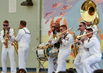 U.S. Pacific Fleet Band performs for the students at Ewa Makai Middle School