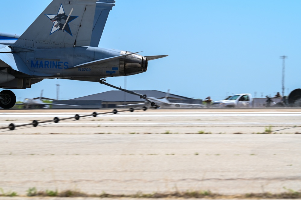 7th CES Airmen install Mobile Aircraft Arresting System in preparation for Wings Over West Texas Airshow