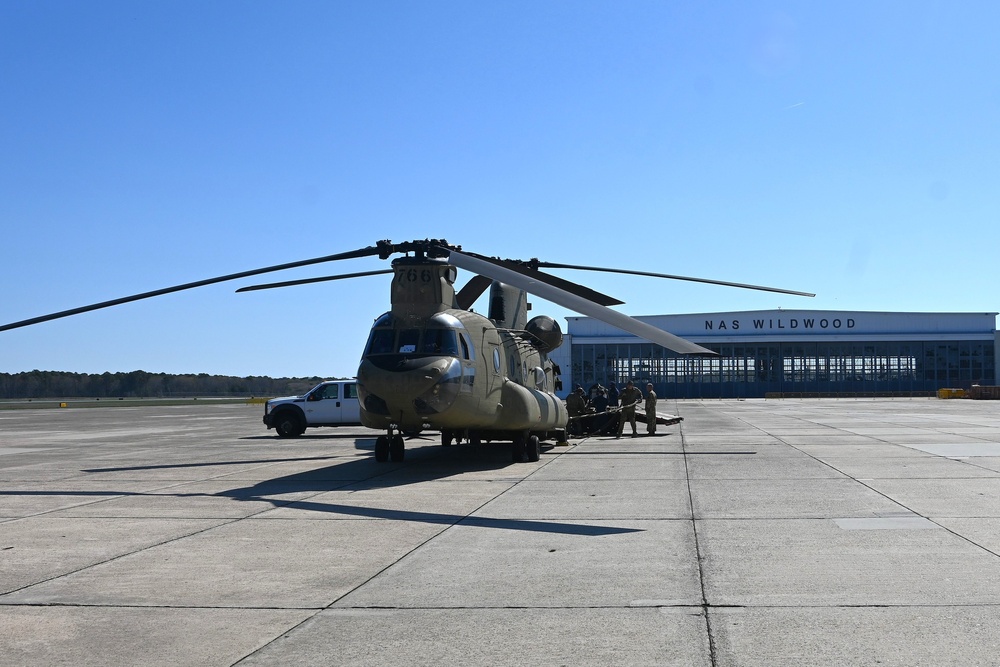 28th ECAB Chinook transports batteries to lighthouse in Delaware Bay