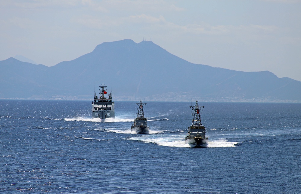 Tunisian Navy Steams Behind USS Mount Whitney