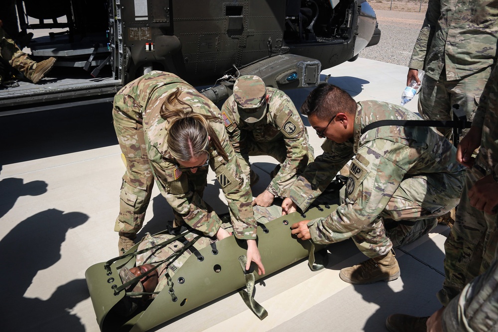U.S. Soldiers conduct training on aerial medical evacuation
