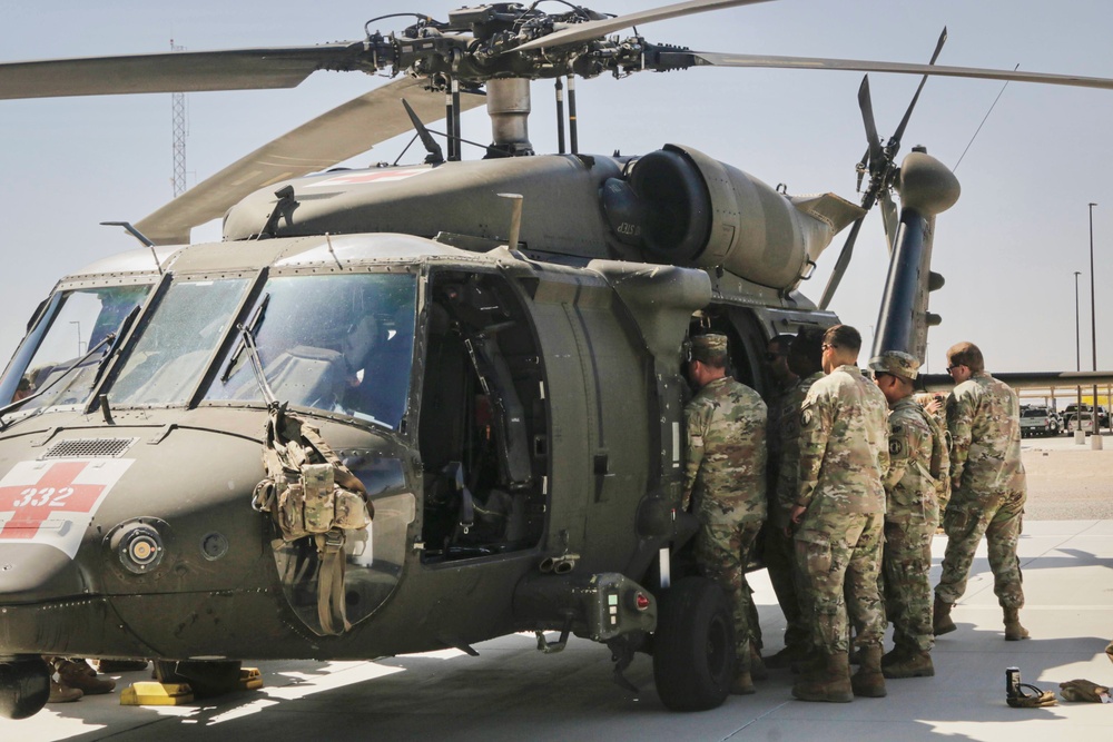 U.S. Soldiers conduct training on aerial medical evacuation