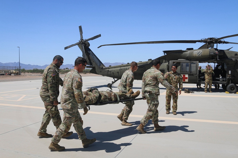 U.S. Soldiers conduct training on aerial medical evacuation