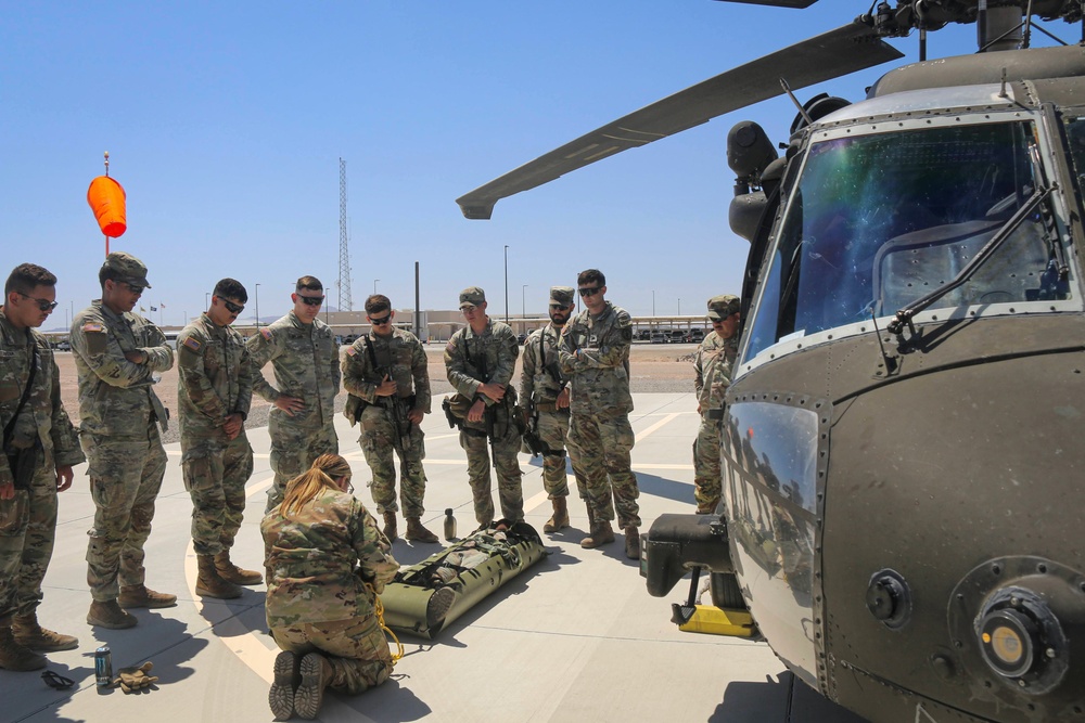 U.S. Soldiers conduct training on aerial medical evacuation