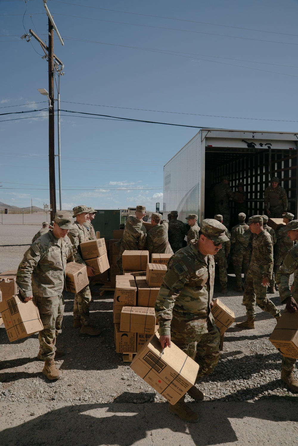 2nd Stryker Brigade receives MRE's in support of southern border mission