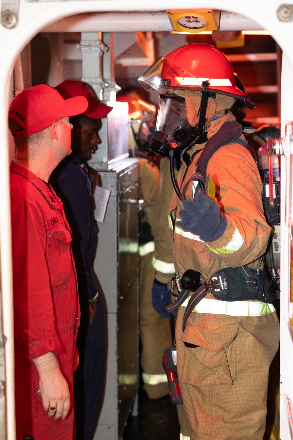 Curtis Wilbur Conducts Repair Locker Drill
