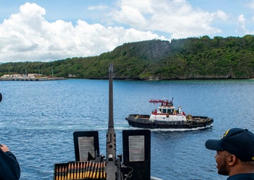 USS Nimitz Departs Naval Base Guam