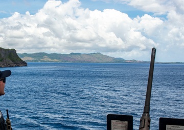 USS Nimitz Departs Naval Base Guam