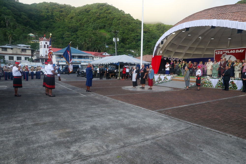 A flag raising ceremony is held during Navy Week in honor of the 125th Flag Day in Pago Pago, American Samoa