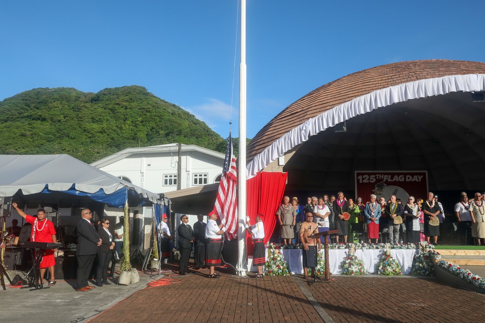 A flag raising ceremony is held during Navy Week in honor of the 125th Flag Day in Pago Pago, American Samoa