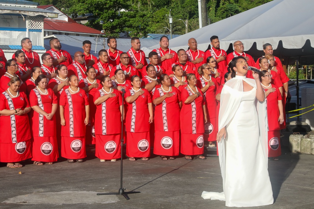 A flag raising ceremony is held during Navy Week in honor of the 125th Flag Day in Pago Pago, American Samoa