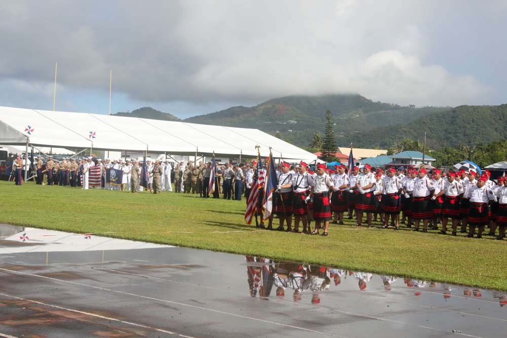 A ceremony is held in honor of the 125th Flag Day during Navy Week in Pago Pago, American Samoa
