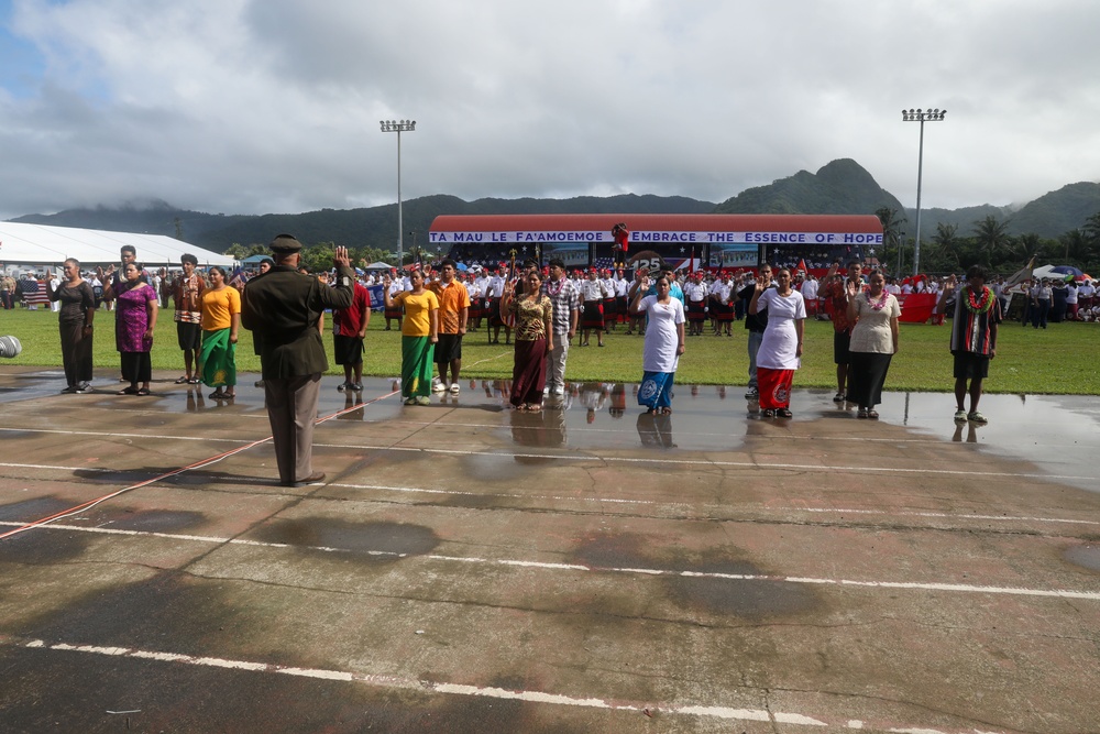 A ceremony is held in honor of the 125th Flag Day during Navy Week in Pago Pago, American Samoa