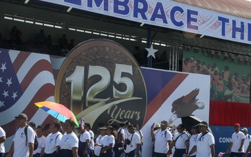 A ceremony is held in honor of the 125th Flag Day during Navy Week in Pago Pago, American Samoa