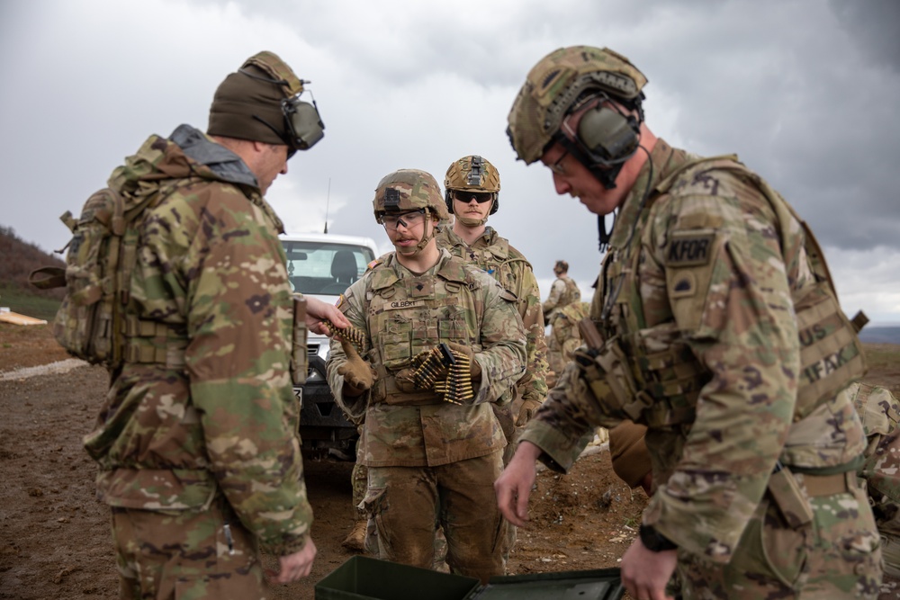 U.S. Army Soldiers assigned to KFOR 34 conduct weapons training in Kosovo