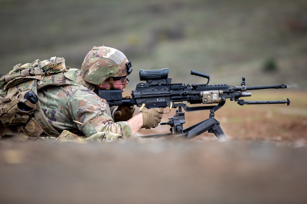 U.S. Army Soldiers assigned to KFOR 34 conduct weapons training in Kosovo