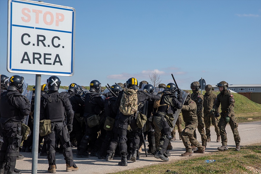 Multinational soldiers assigned to NATO-led KFOR mission conduct CRC training