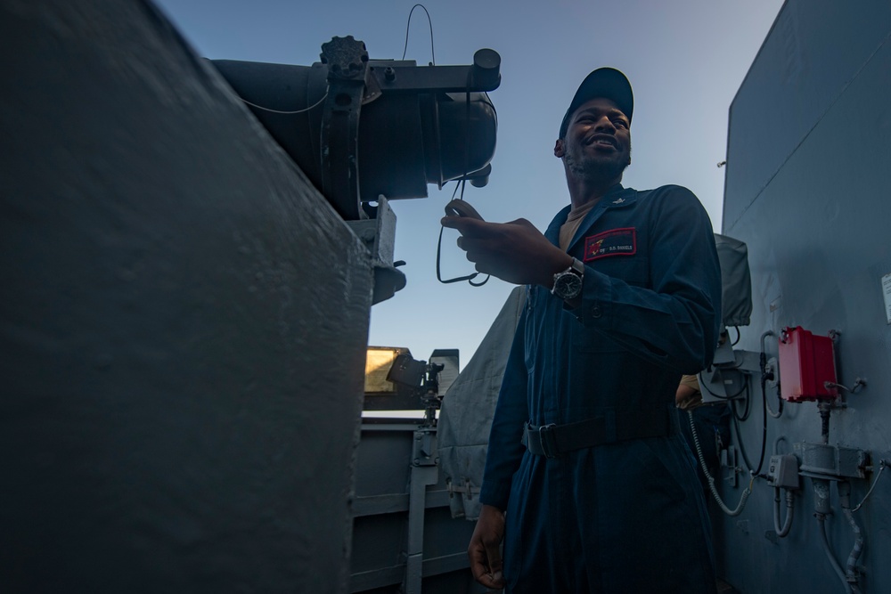 USS Sterett conducts operations in the U.S. Central Command area of responsibility as part of the Carl Vinson Carrier Strike Group
