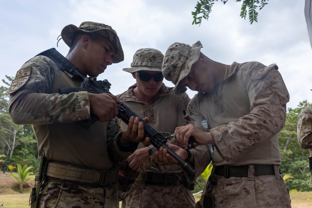 1st Battalion, 8th Marines and Panamanian security forces zero their rifles