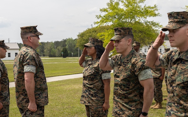 Marines with Distribution Management Instruction Company awarded for reducing idle manpower costs