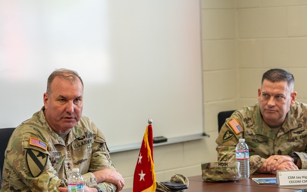 The U.S. Army Materiel Support Command – Korea welcomed Maj. Gen. James D. Turinetti, commanding general of the U.S. Army Communications-Electronics Command and Command Sgt. Maj. Jay A. High on Apr. 15.