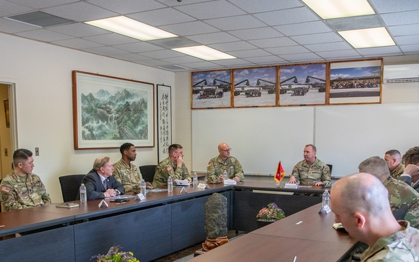 The U.S. Army Materiel Support Command – Korea welcomed Maj. Gen. James D. Turinetti, commanding general of the U.S. Army Communications-Electronics Command and Command Sgt. Maj. Jay A. High on Apr. 15.