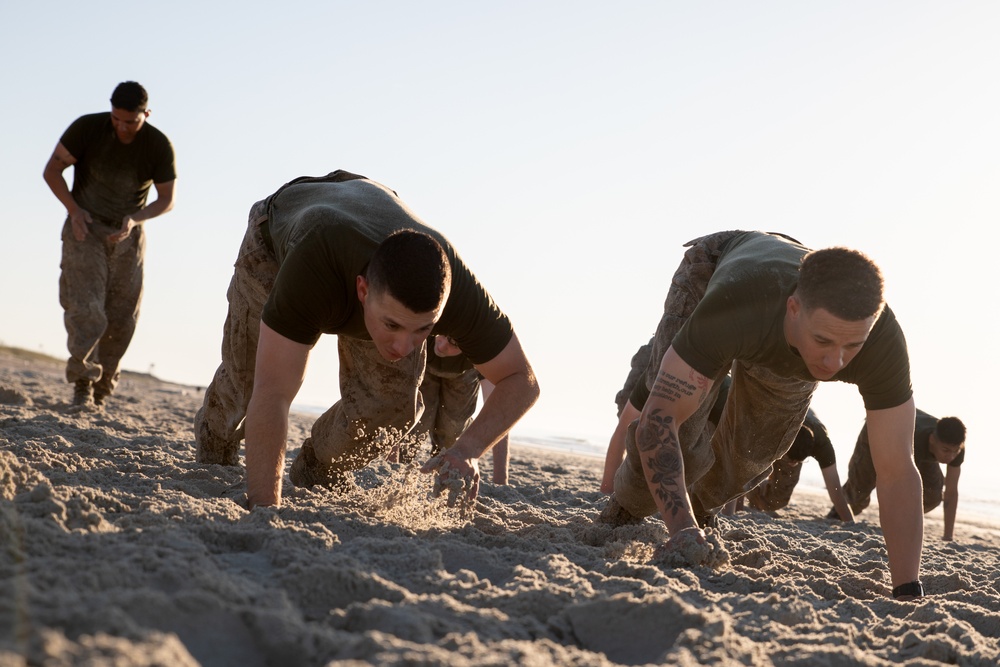 2nd MLG Corporals Course Beach PT