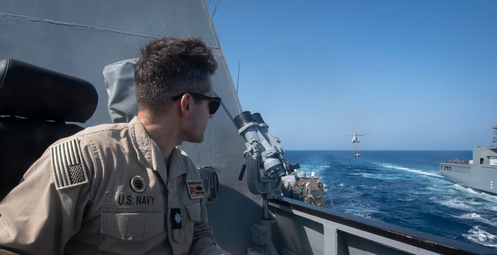 USS Sterett conducts operations in the U.S. Central Command area of responsibility as part of the Carl Vinson Carrier Strike Group