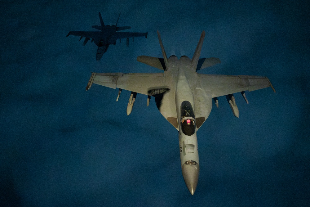 U.S. Navy F/A-18 Super Hornets conduct operations in the CENTCOM AOR