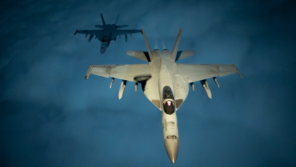 U.S. Navy F/A-18 Super Hornets conduct operations in the CENTCOM AOR