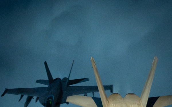 U.S. Navy F/A-18 Super Hornets conduct operations in the CENTCOM AOR