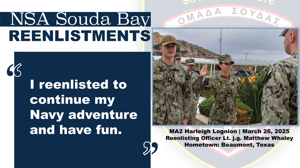 MA2 Harliegh Lognion Reenlists at NSA Souda Bay