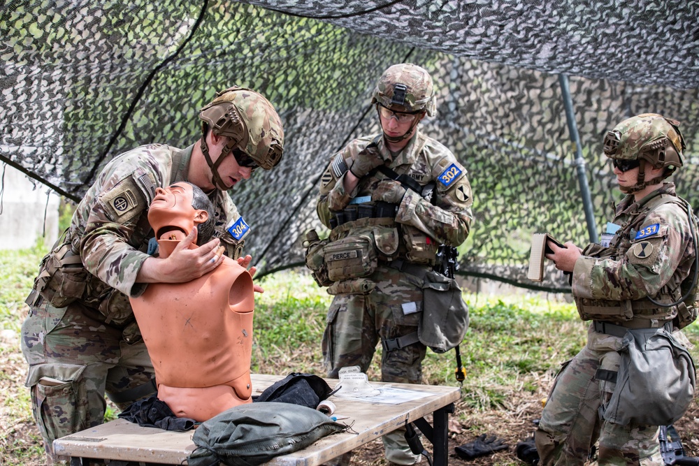 U.S. Army and Republic of Korea soldiers compete in Expert Soldier, Infantry and Field Medical Badge training.