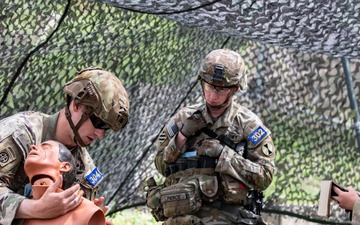 U.S. Army and Republic of Korea soldiers compete in Expert Soldier, Infantry and Field Medical Badge training.